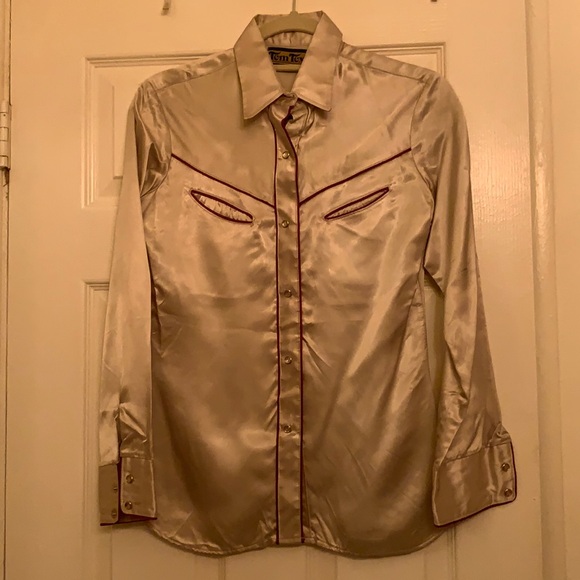 Vintage Satin Origonal Tem Tex Western Beautiful Shirt - Picture 1 of 4